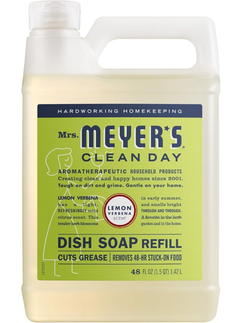 Clean Day, Liquid Dish Soap Refill, Lemon Verbena, 48 Fl Oz